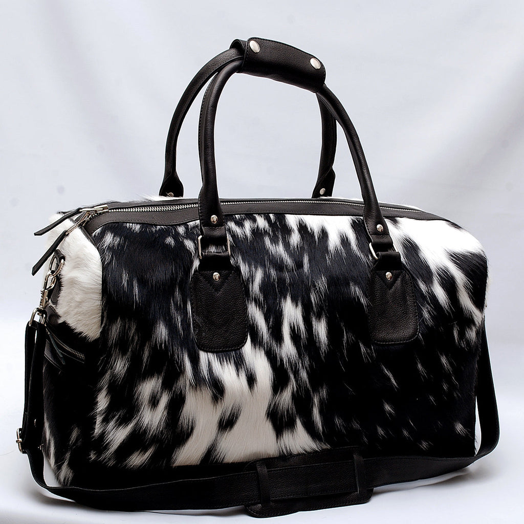 Medium Cowhide Duffel Bag, Genuine Leather Weekend Travel Bag, Stylish Luggage for Men & Women