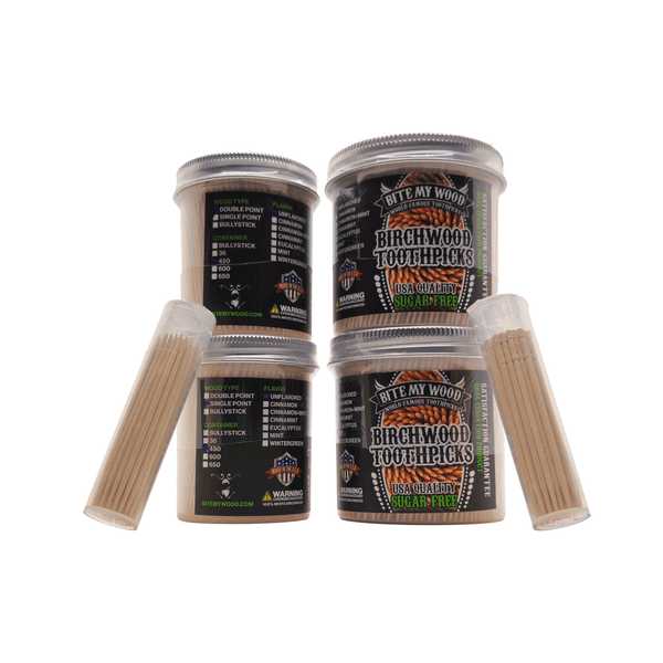 Unflavored Birchwood Toothpicks in Plastic Tube Or Jar