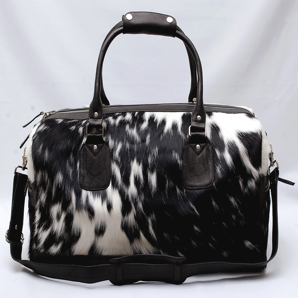 Medium Cowhide Duffel Bag, Genuine Leather Weekend Travel Bag, Stylish Luggage for Men & Women