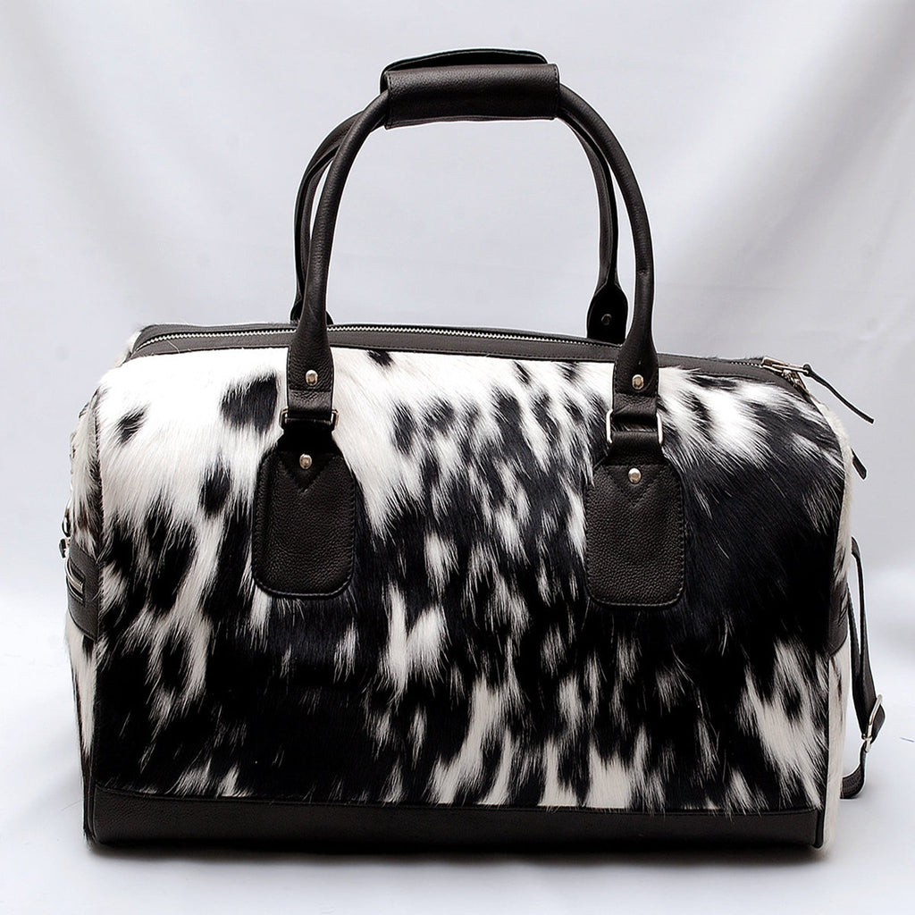 Medium Cowhide Duffel Bag, Genuine Leather Weekend Travel Bag, Stylish Luggage for Men & Women