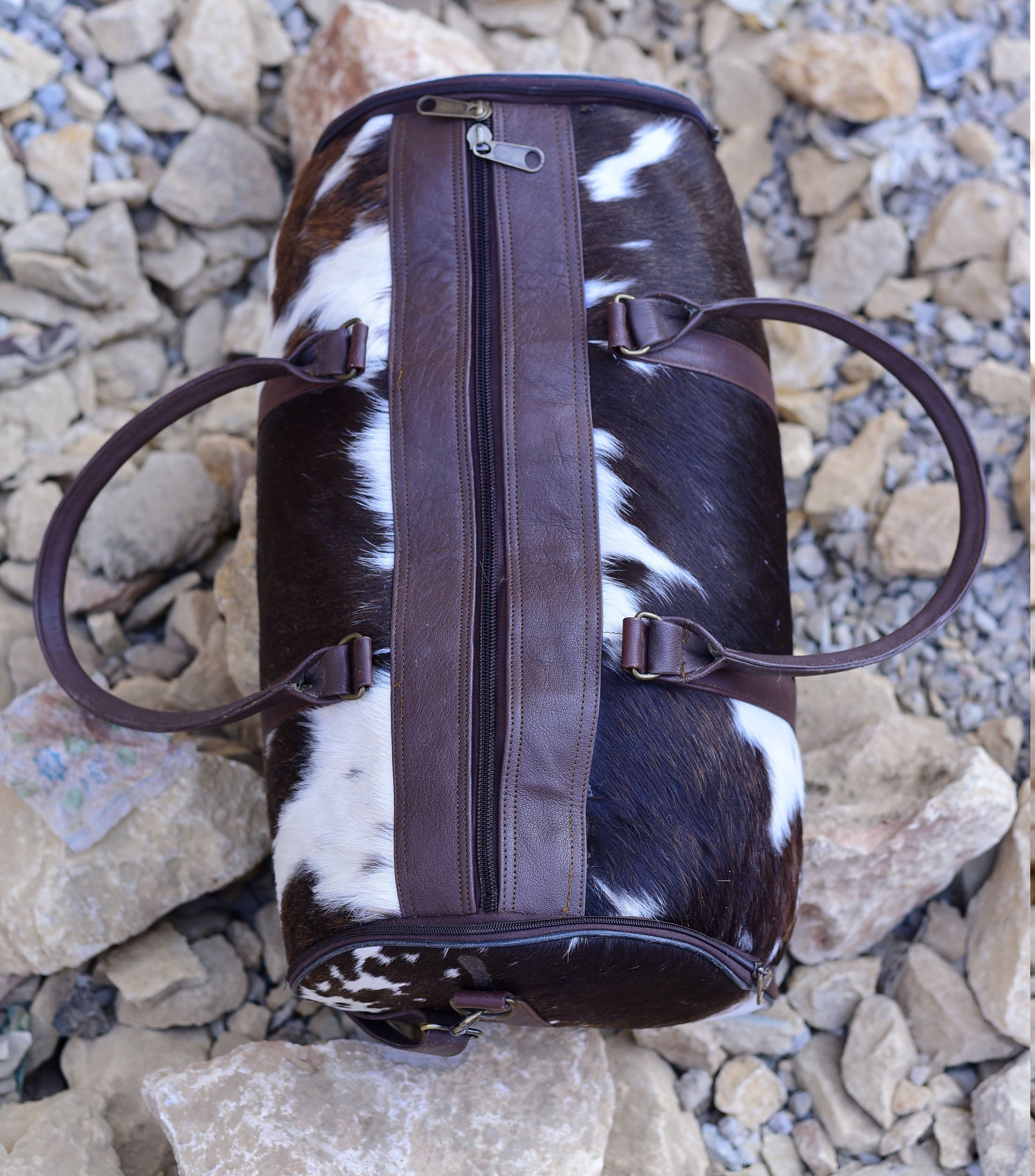 Cowhide Weekend Bag - Stylish Overnight Duffel, Genuine Cow Hide Leather, Perfect for Travel & Getaways, Unique Gift Idea