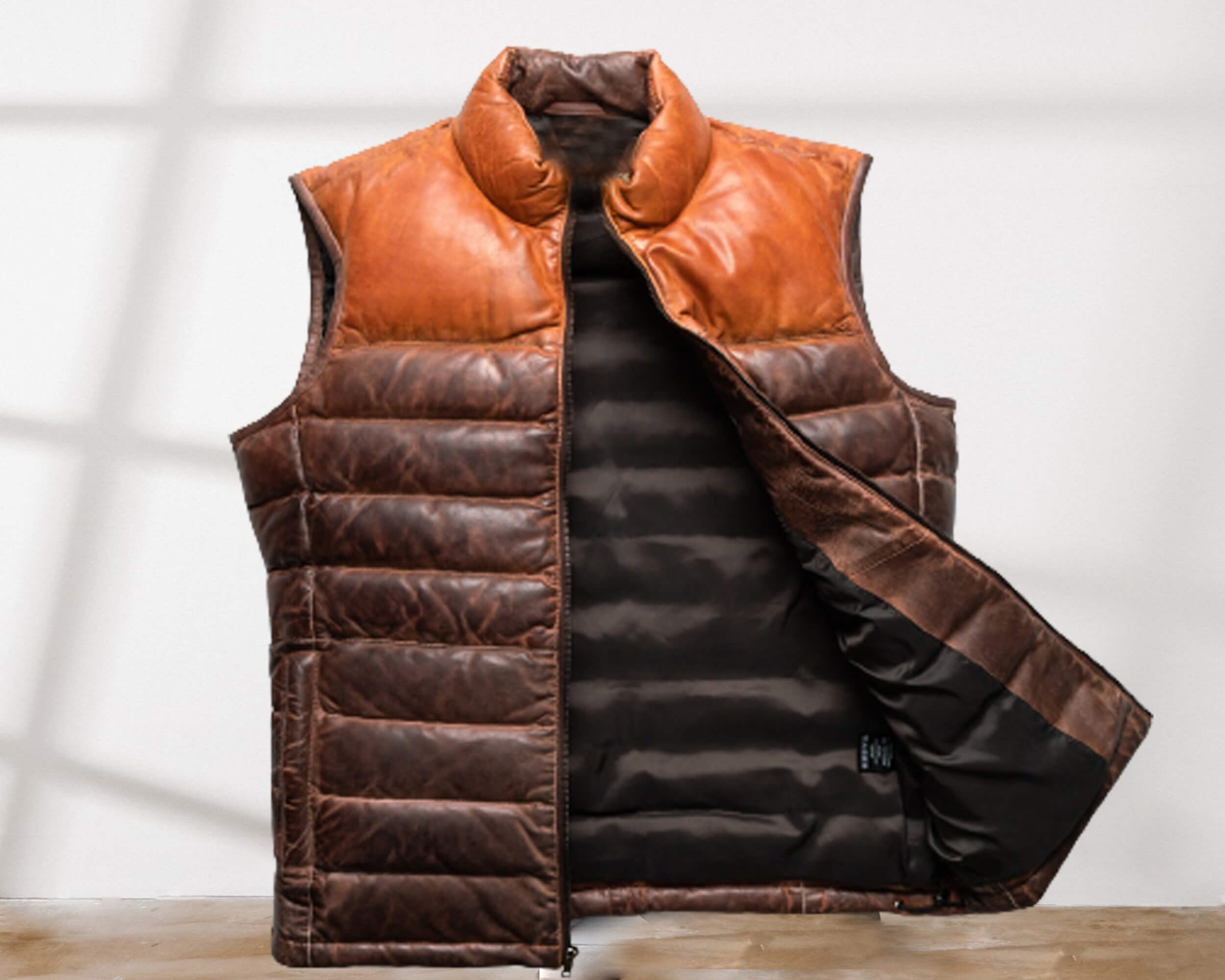 Men's Leather Moncler Puffer Vest, True Religion