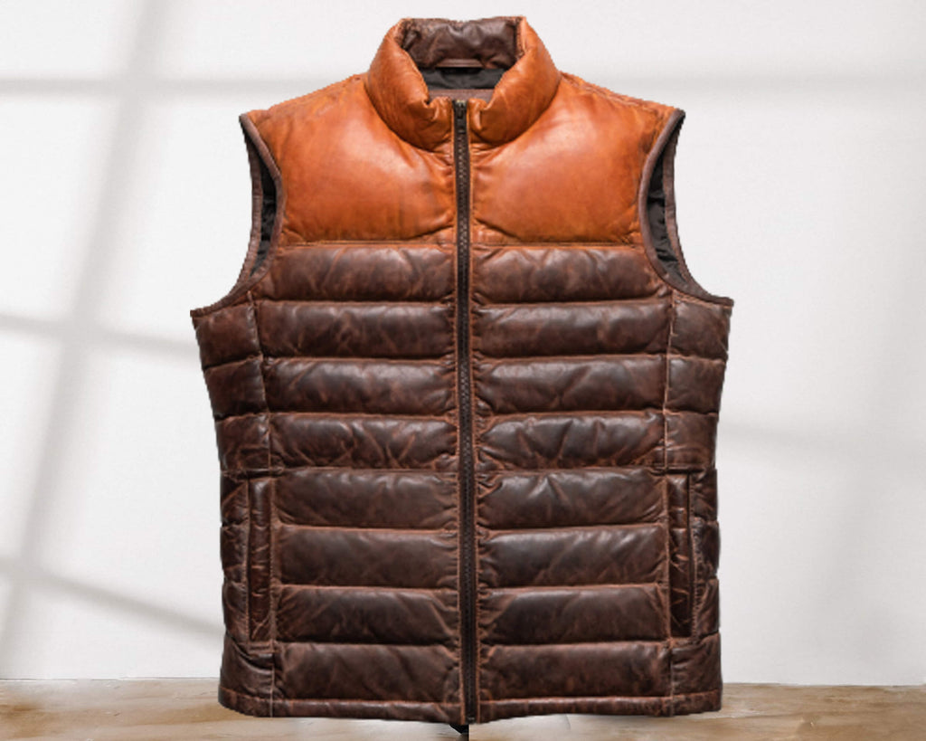 Men's Leather Moncler Puffer Vest, True Religion