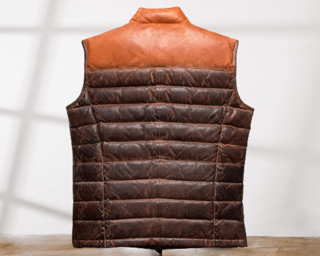 Men's Leather Moncler Puffer Vest, True Religion