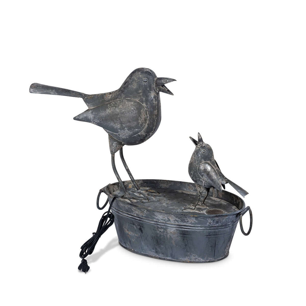 Vintage Galvanized Bird Fountain