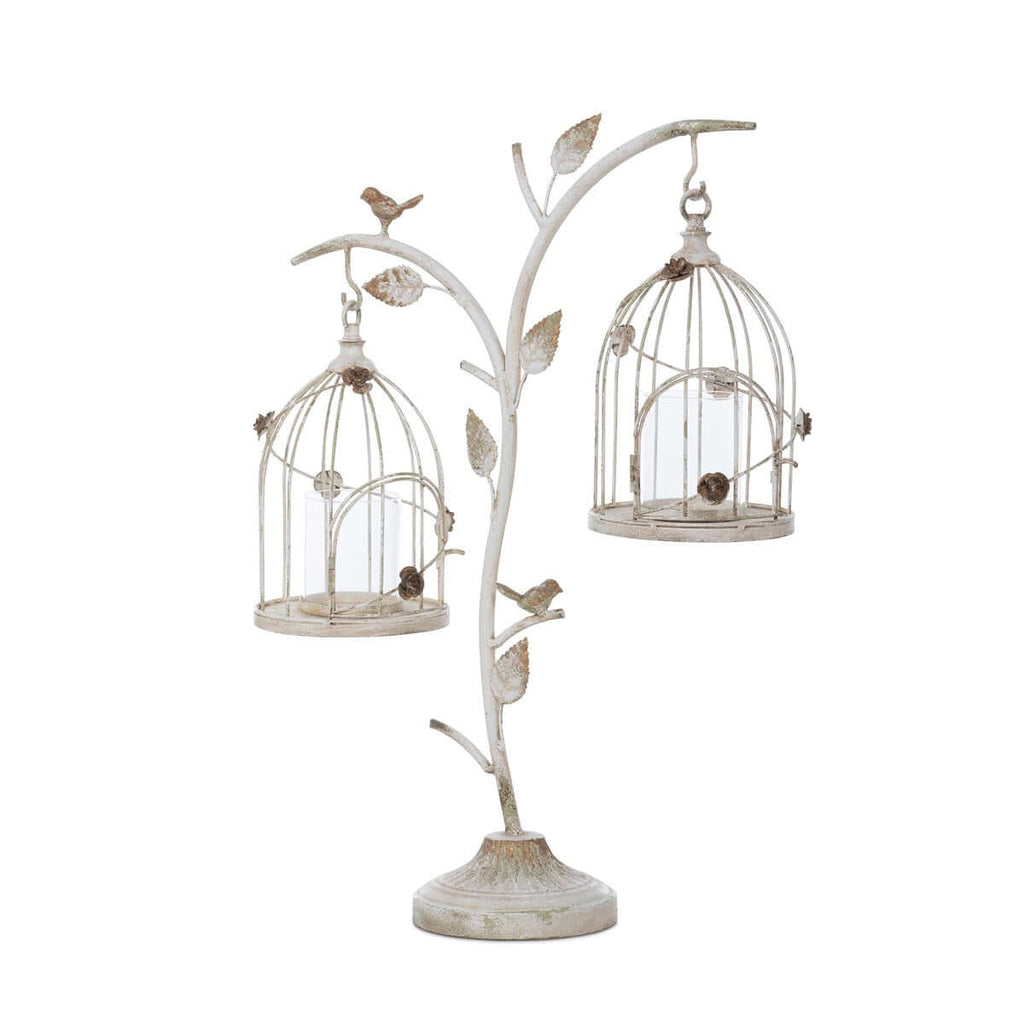 Vintage Birdcage Candle Holder with Hanging Lanterns