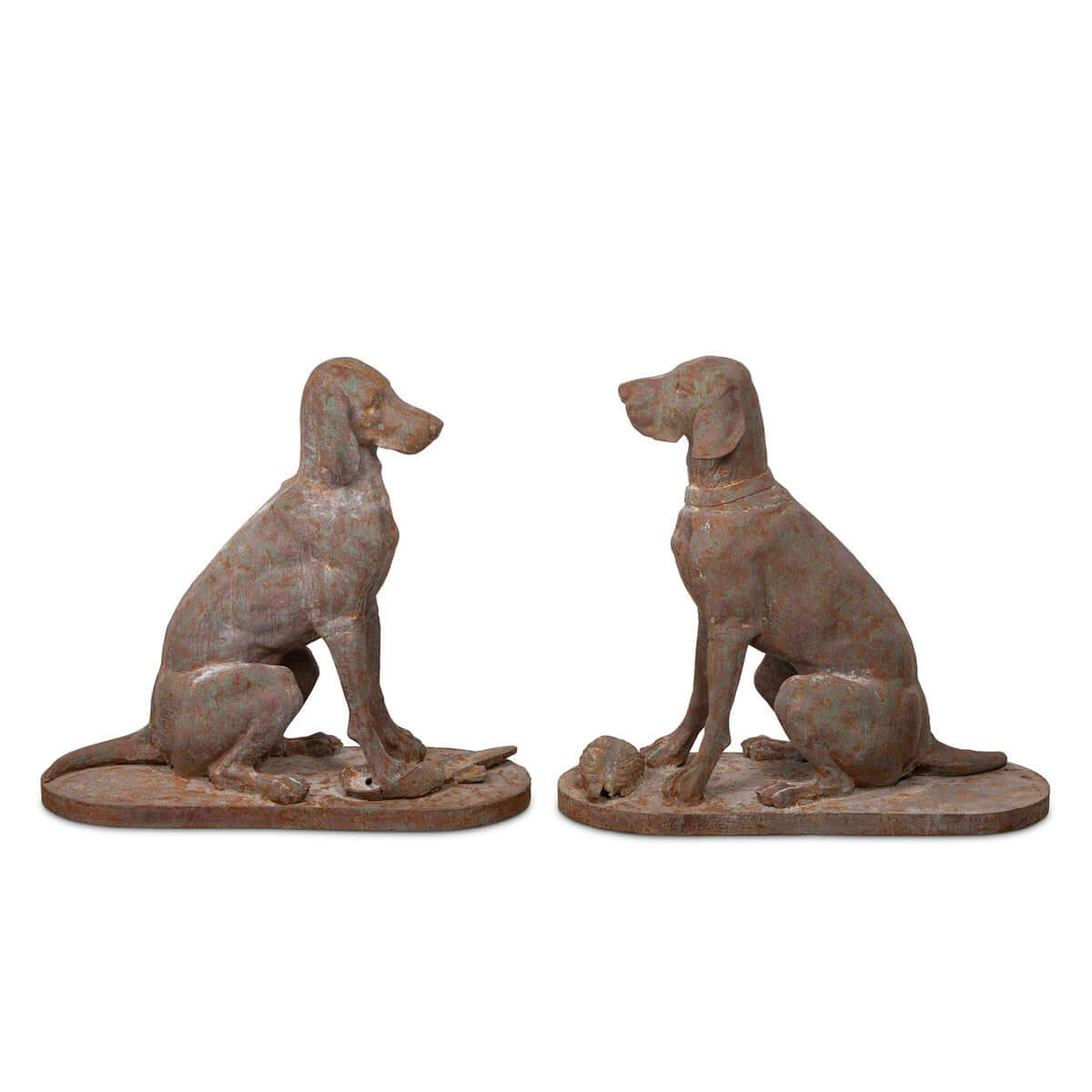 Rustic Cast Iron Hunting Dog Sculptures (Set of 2)