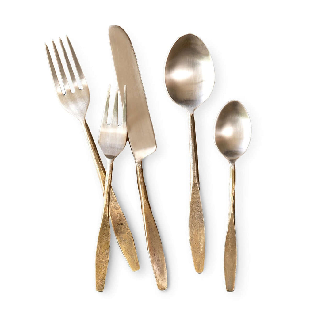 Hand-Forged Antique Gold Flatware Set