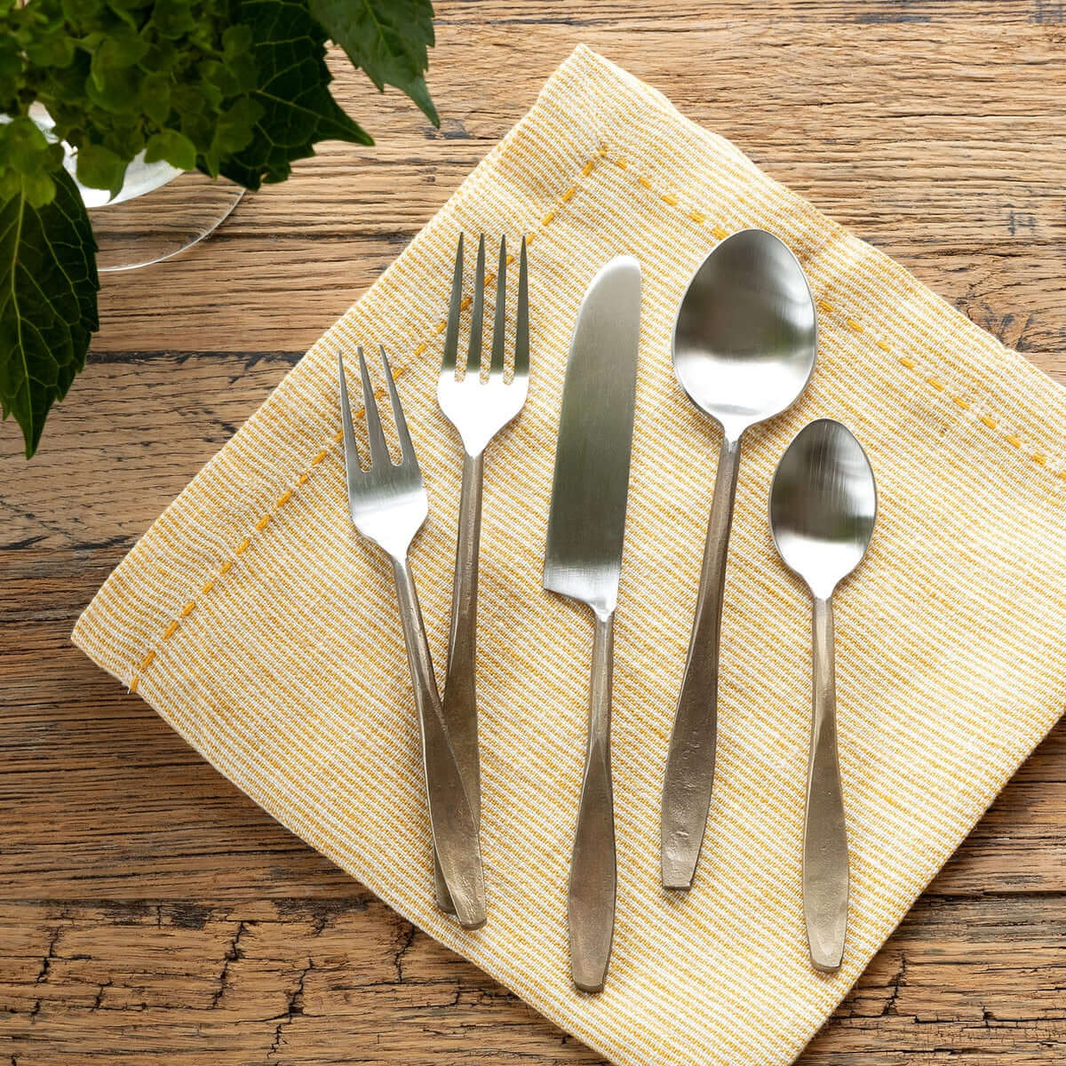 Hand-Forged Antique Gold Flatware Set