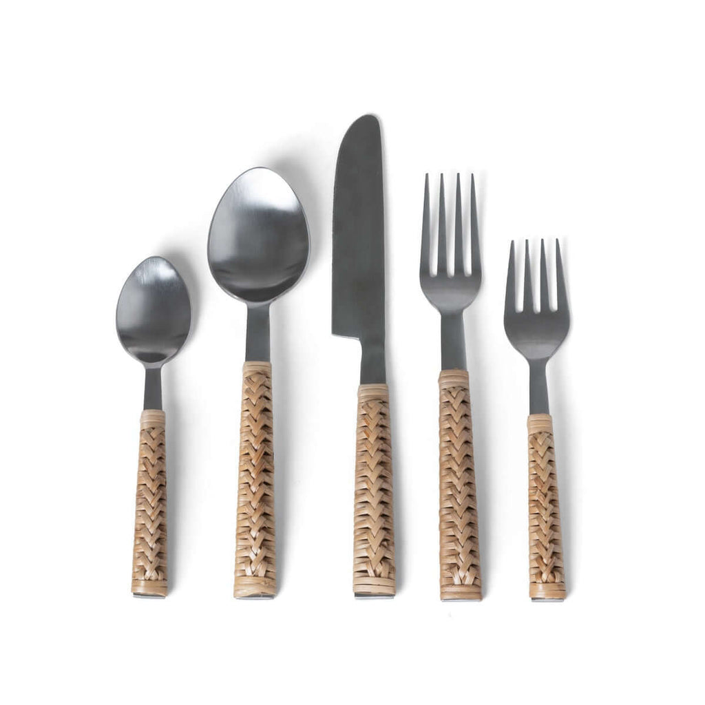 Handwoven Bamboo and Stainless Steel Cutlery Set