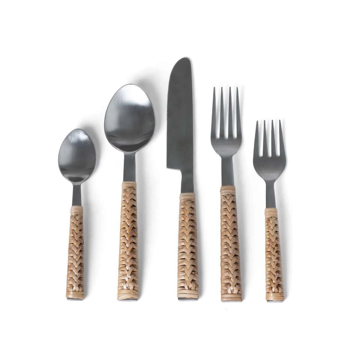Handwoven Bamboo and Stainless Steel Cutlery Set