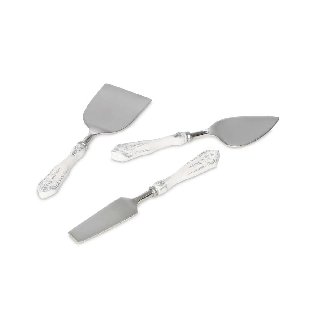 Embossed White Enamel Cheese Knife Set