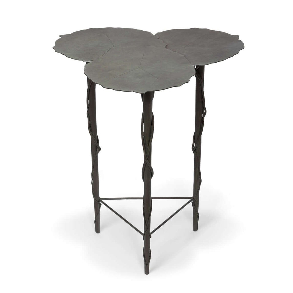 Lily Pad Side Table – Outdoor Iron Accent with Aged Patina