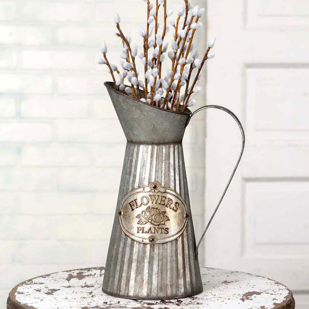 Farmhouse Metal Pitcher Vase