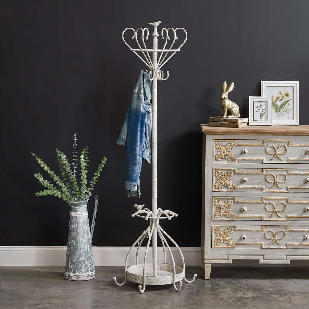 French Country Coat Rack with Bird Design