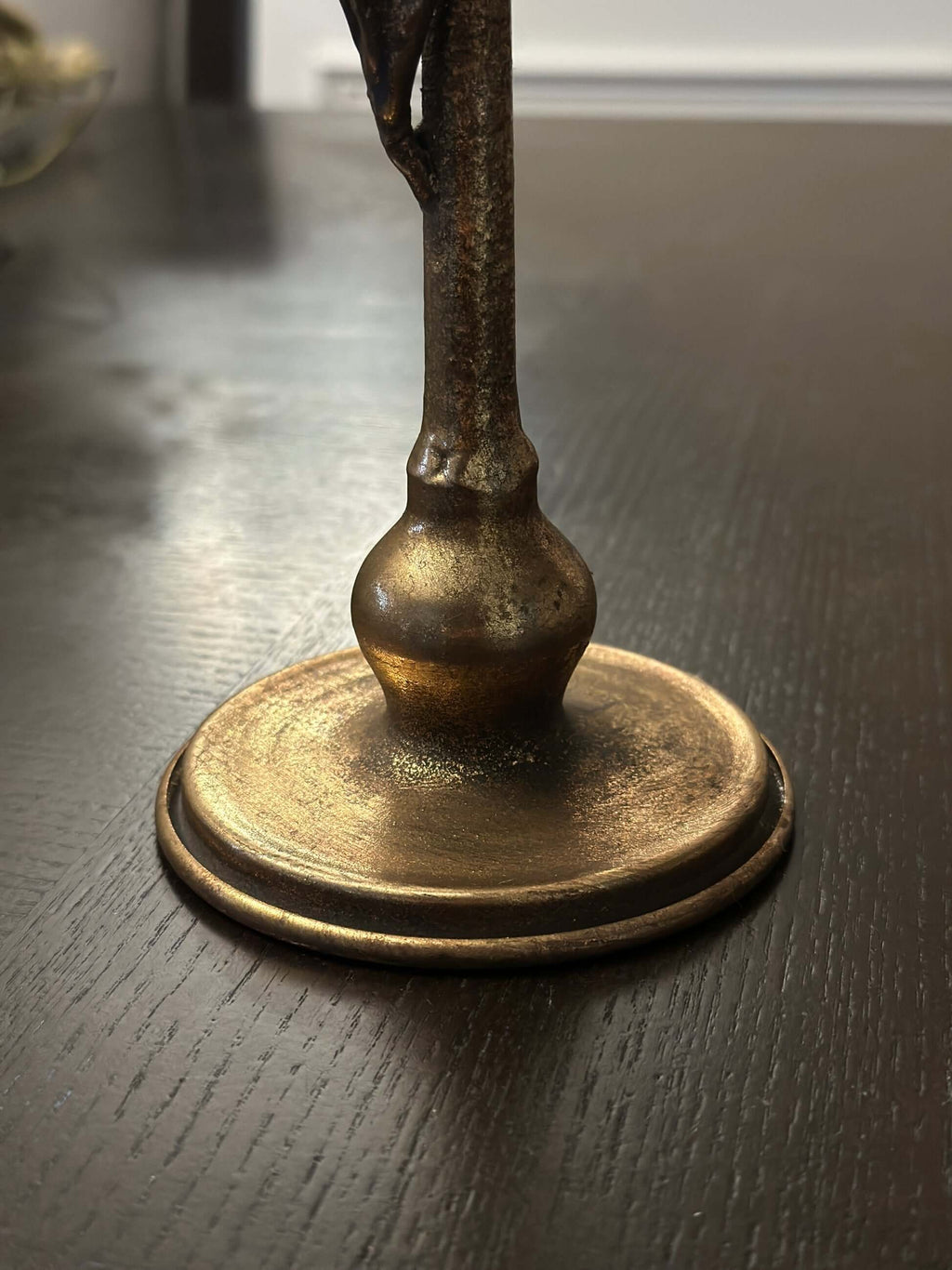 Antique Brass Leaf Candle Holders Set