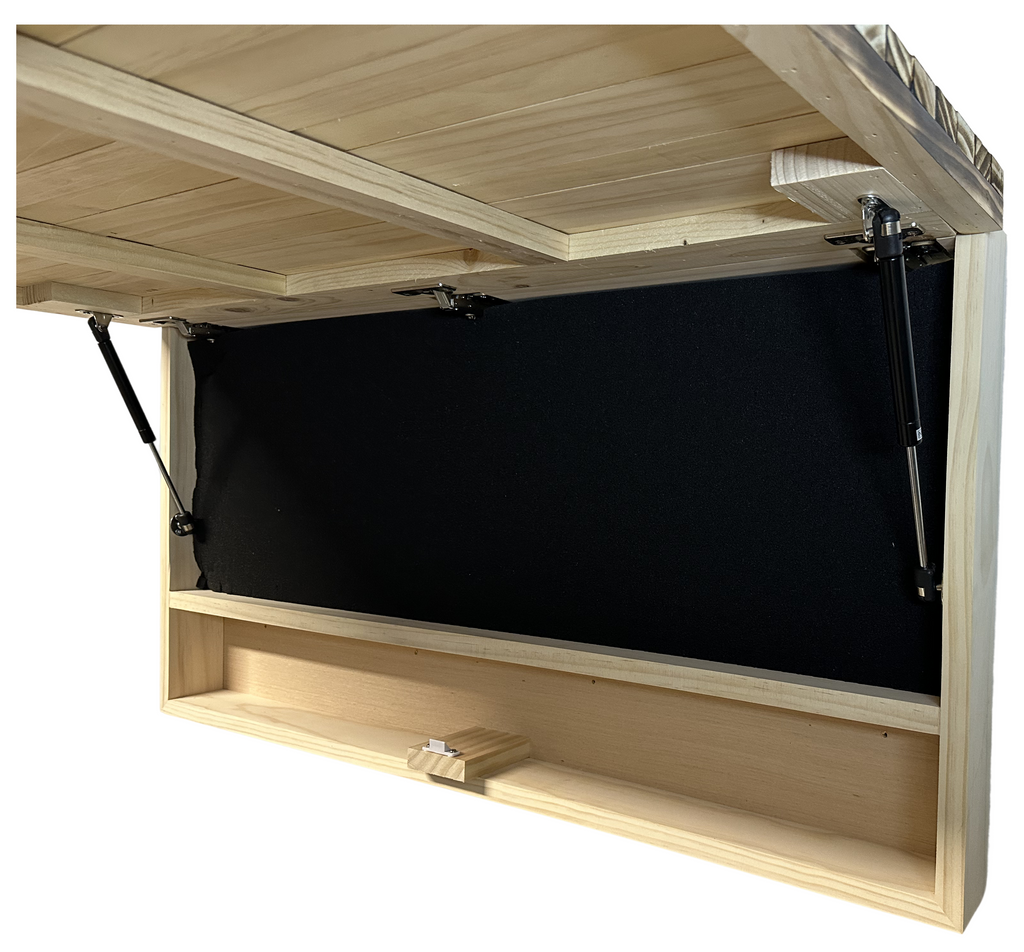 Rustic American Flag Hidden Gun Storage Cabinet Burnt Wood and Red Mahogany