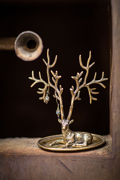 Deer Jewelry Holder in Antique Brass