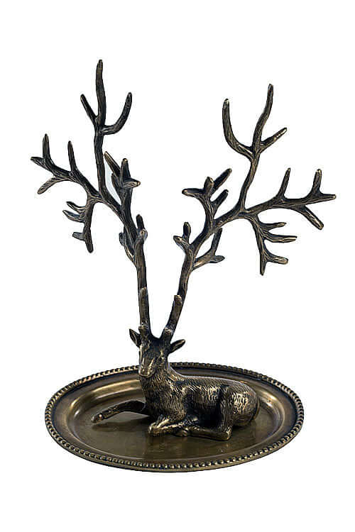Deer Jewelry Holder in Antique Brass