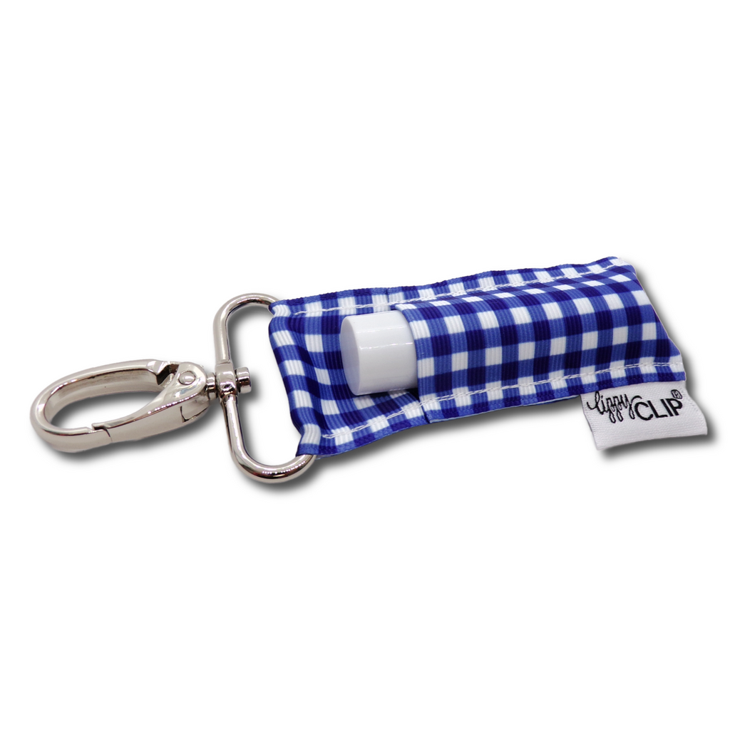 Royal and White Plaid LippyClip® Lip Balm Holder