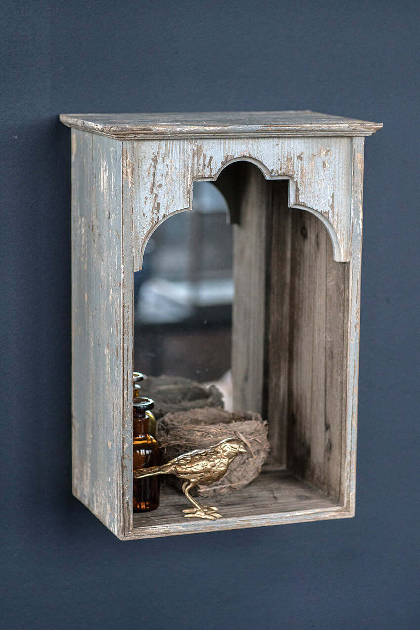 Rustic Arched Wall Niche with Mirror