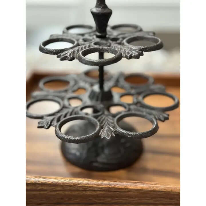 Rustic Farmhouse Cast Iron Two-Tier Egg Holder
