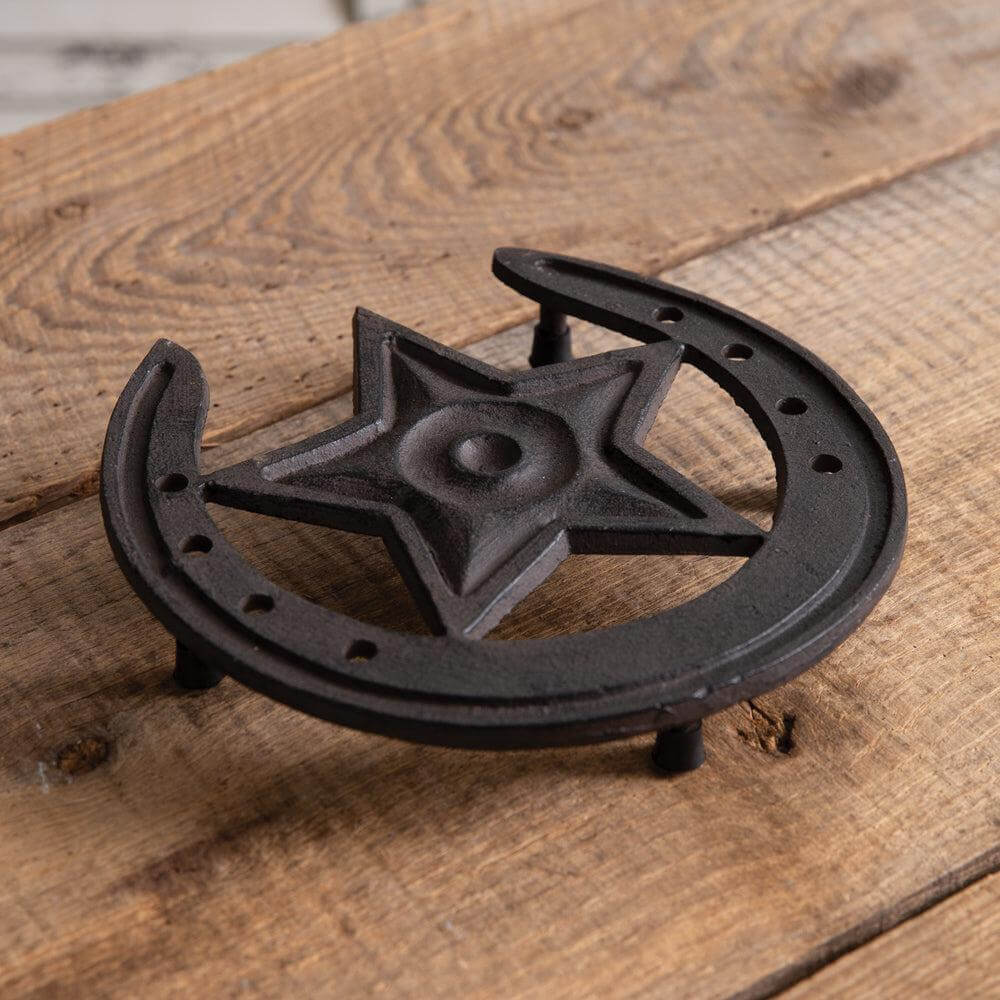 Rustic Western Star Cast Iron Trivet