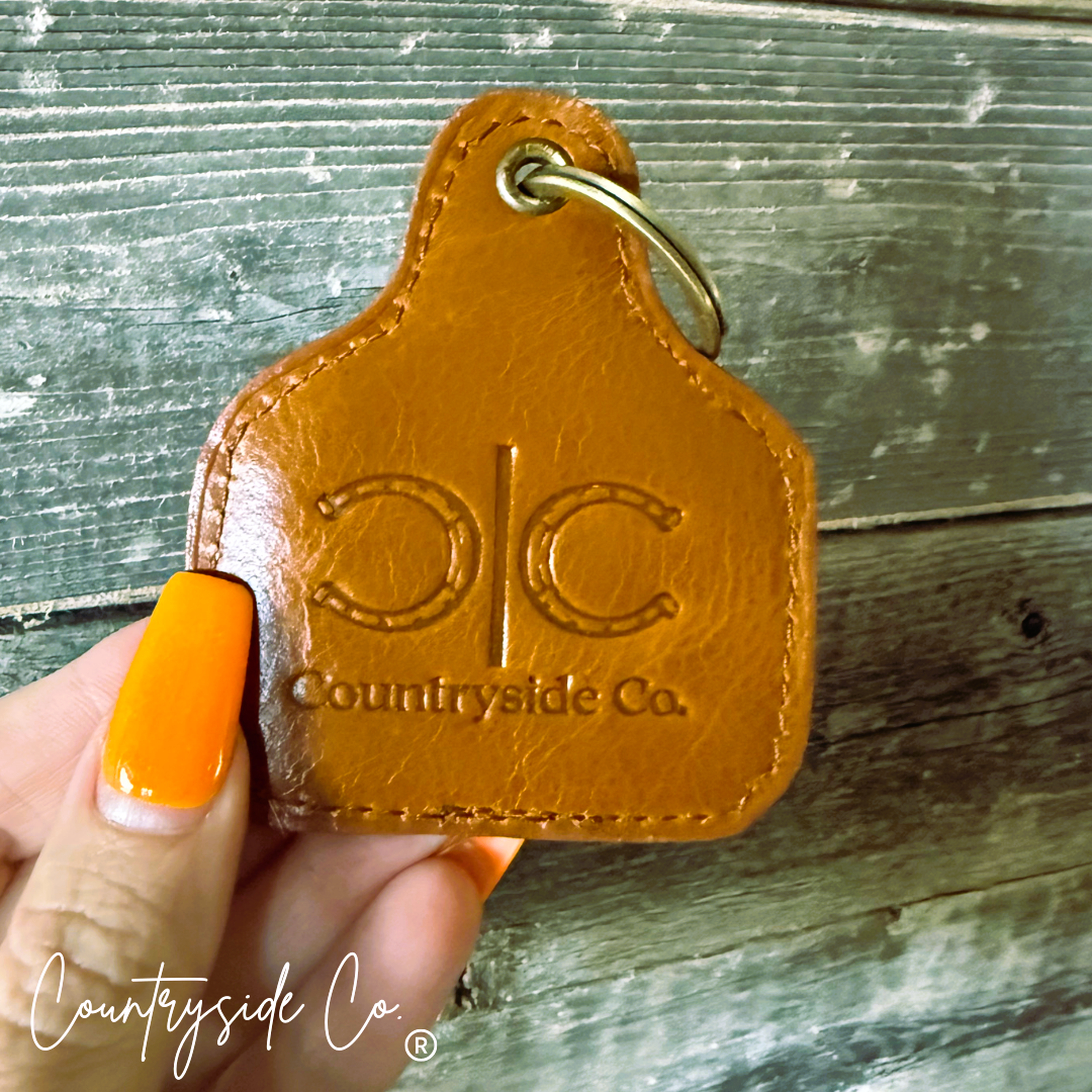 Cowhide Cowtag Keychain