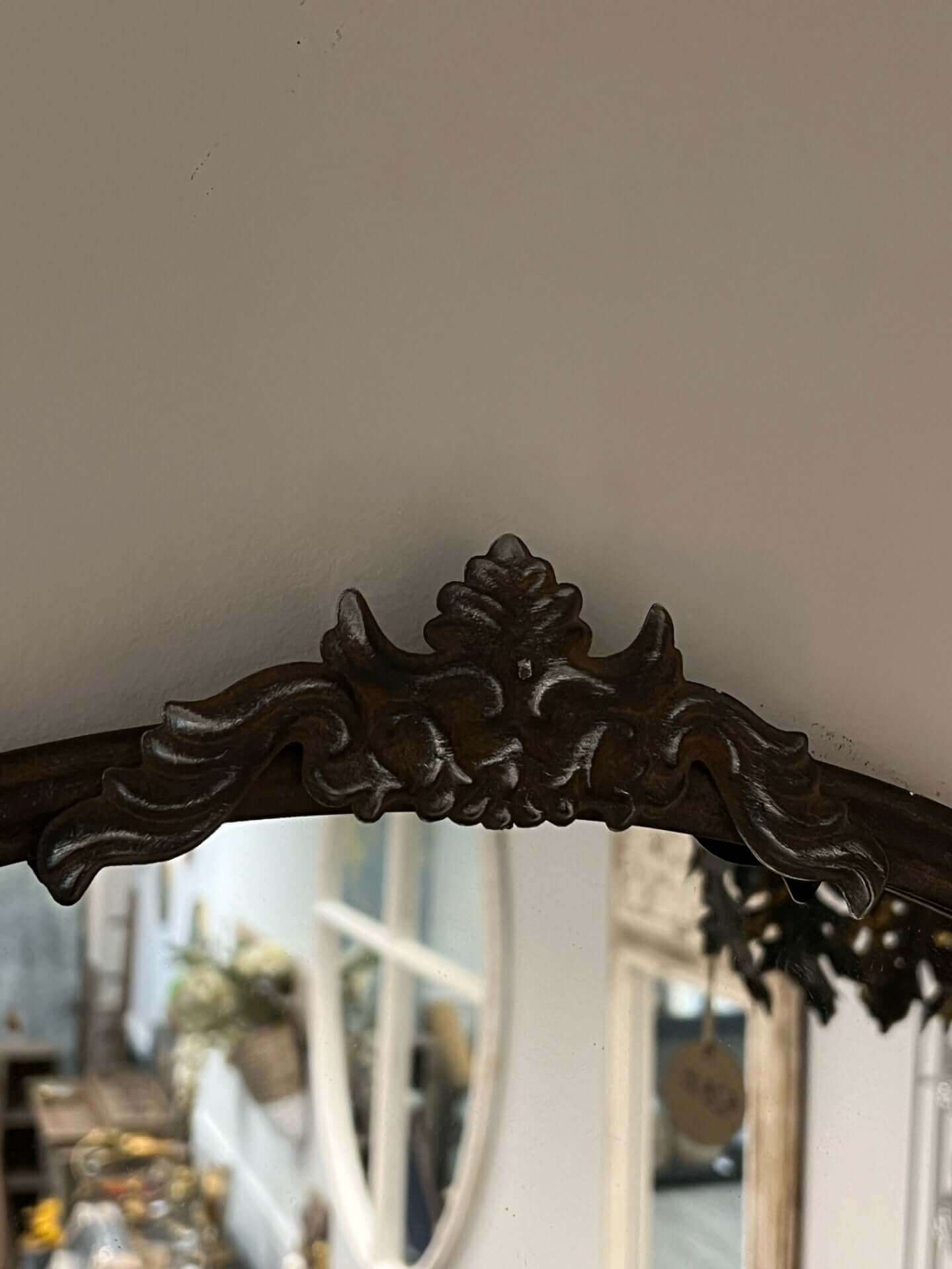 Vintage European Wall Mirror with Arched Metal Frame