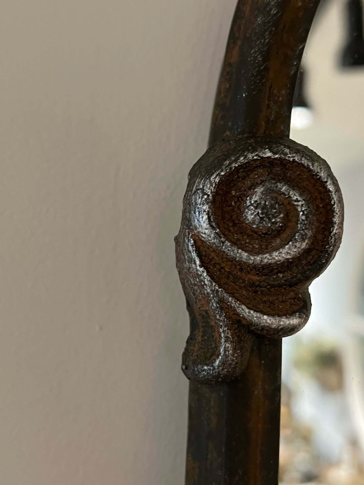 Vintage European Wall Mirror with Arched Metal Frame