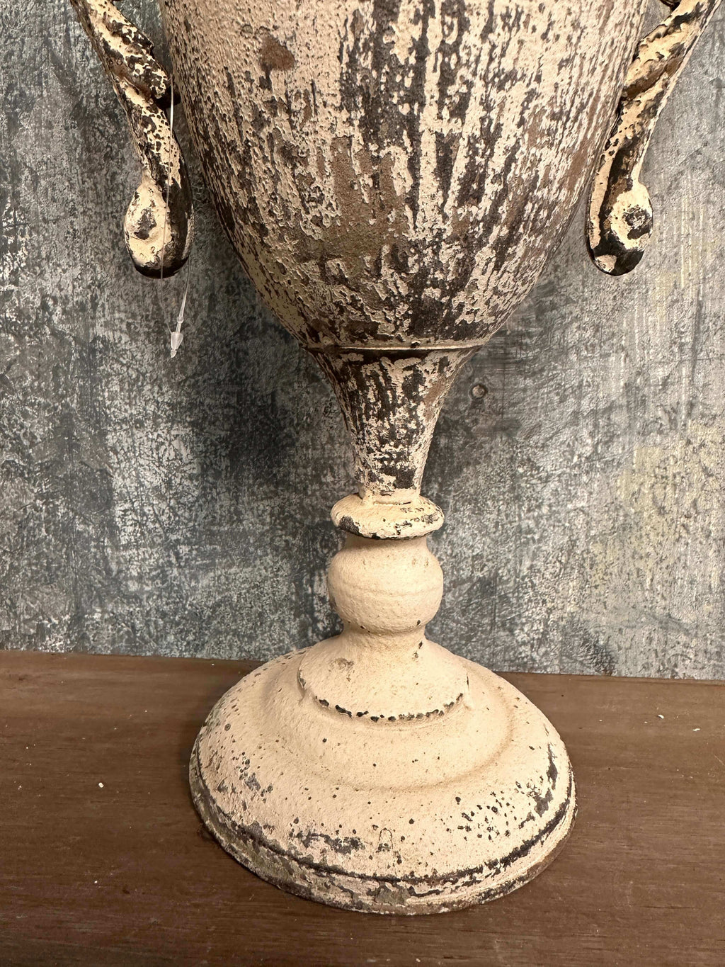 Vintage Trophy Vase In Distressed Metal