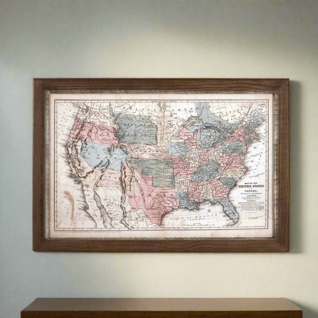 Antique 1850s United States Wall Map