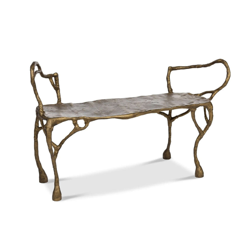 Antique Gold Organic Branch Bench