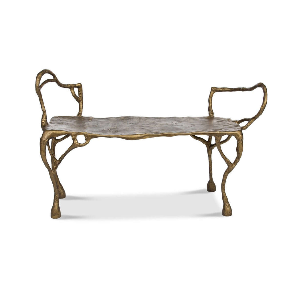 Antique Gold Organic Branch Bench