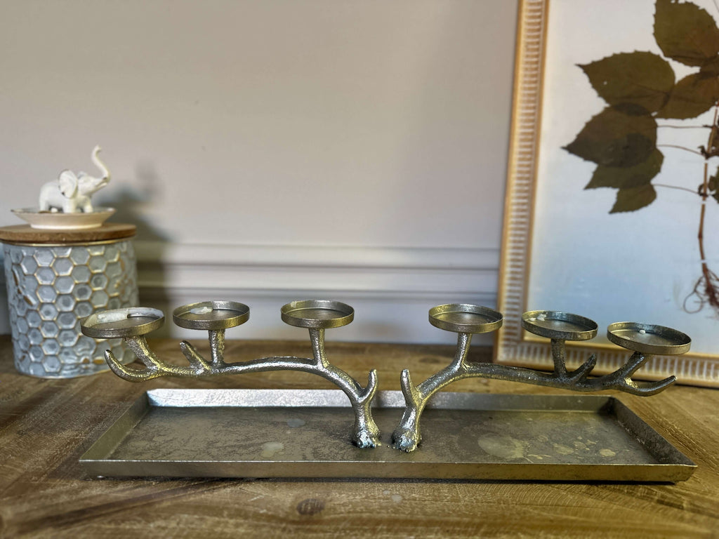 Antique Silver Branch Candle Holder