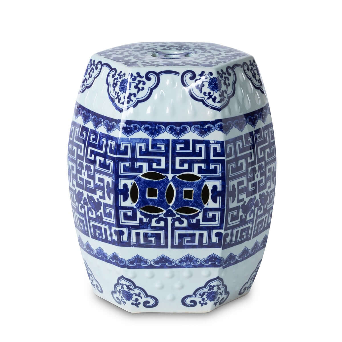Blue and White Chinoiserie Porcelain Garden Stool