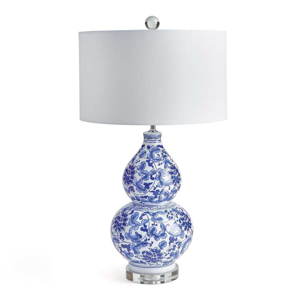 Chinoiserie Double Gourd Table Lamp with Floral Design