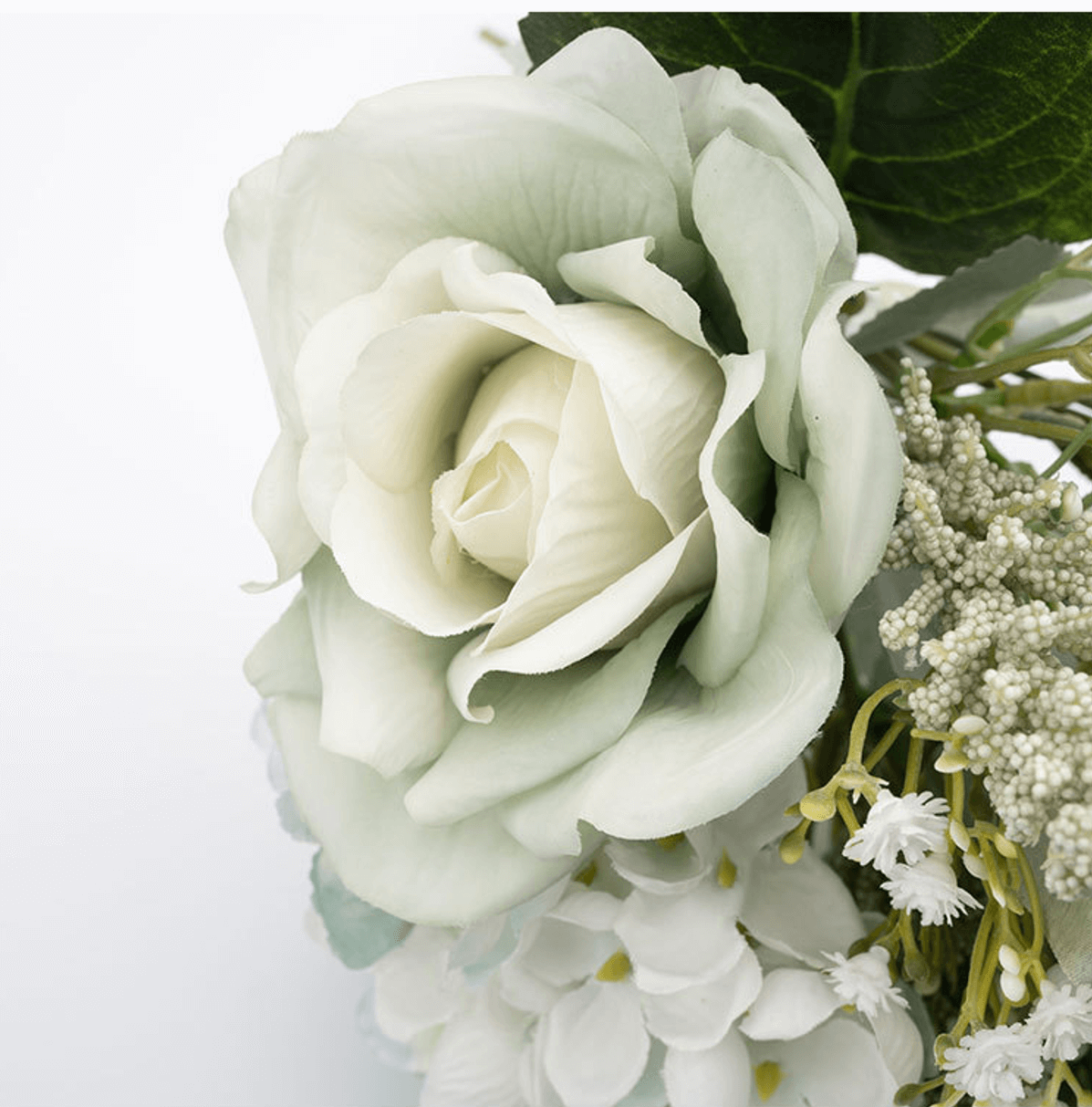 Cottagecore Faux Floral Arrangement with Roses and Wildflowers