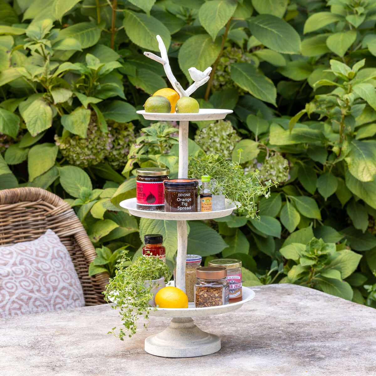Cottagecore Tiered Display Stand with Bird Detail