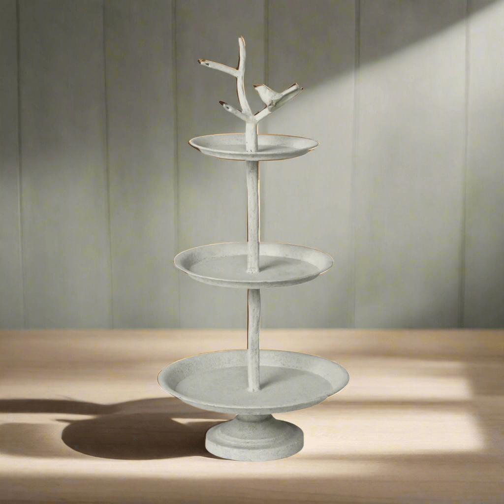 Cottagecore Tiered Display Stand with Bird Detail