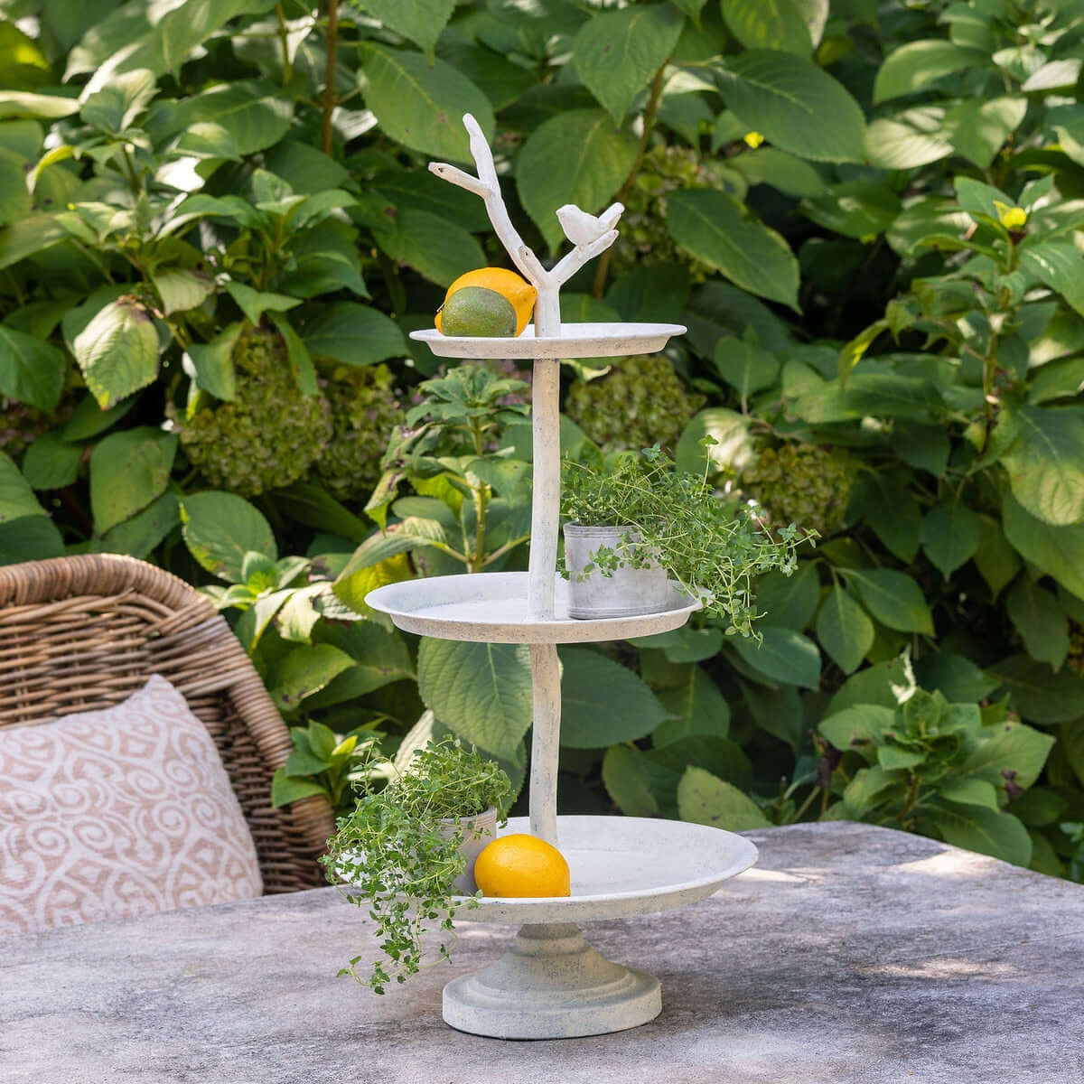 Cottagecore Tiered Display Stand with Bird Detail