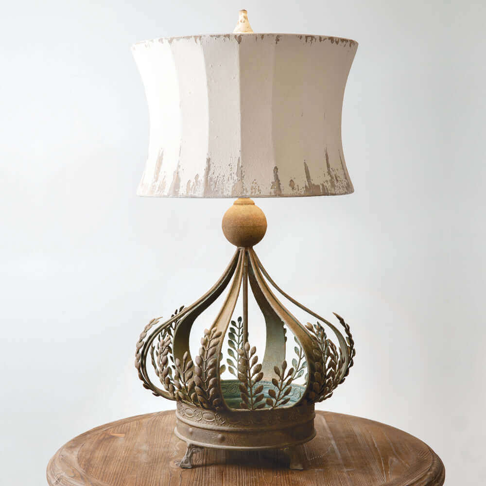 Decorative Vintage Inspired Table Lamp with Metal Filigree Leaves