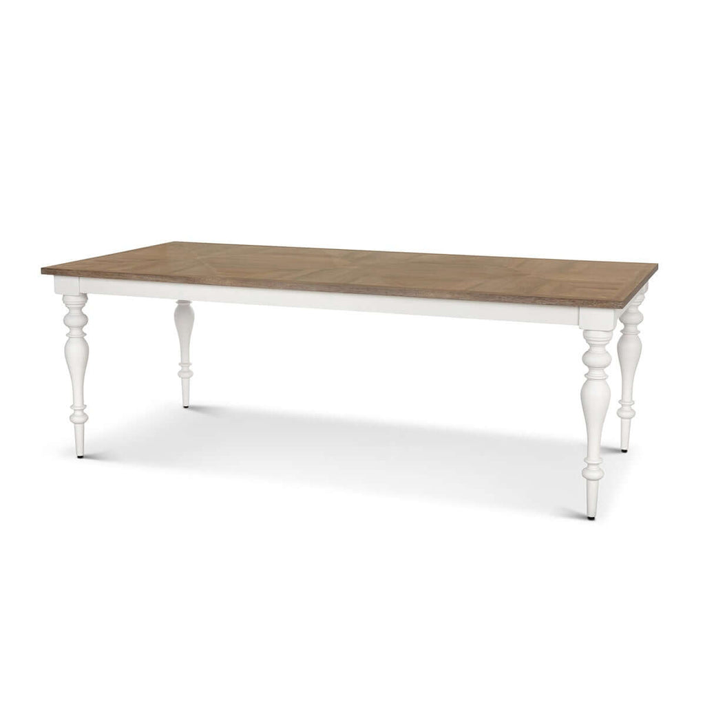 Farmhouse Dining Table with Vintage White Turned Legs