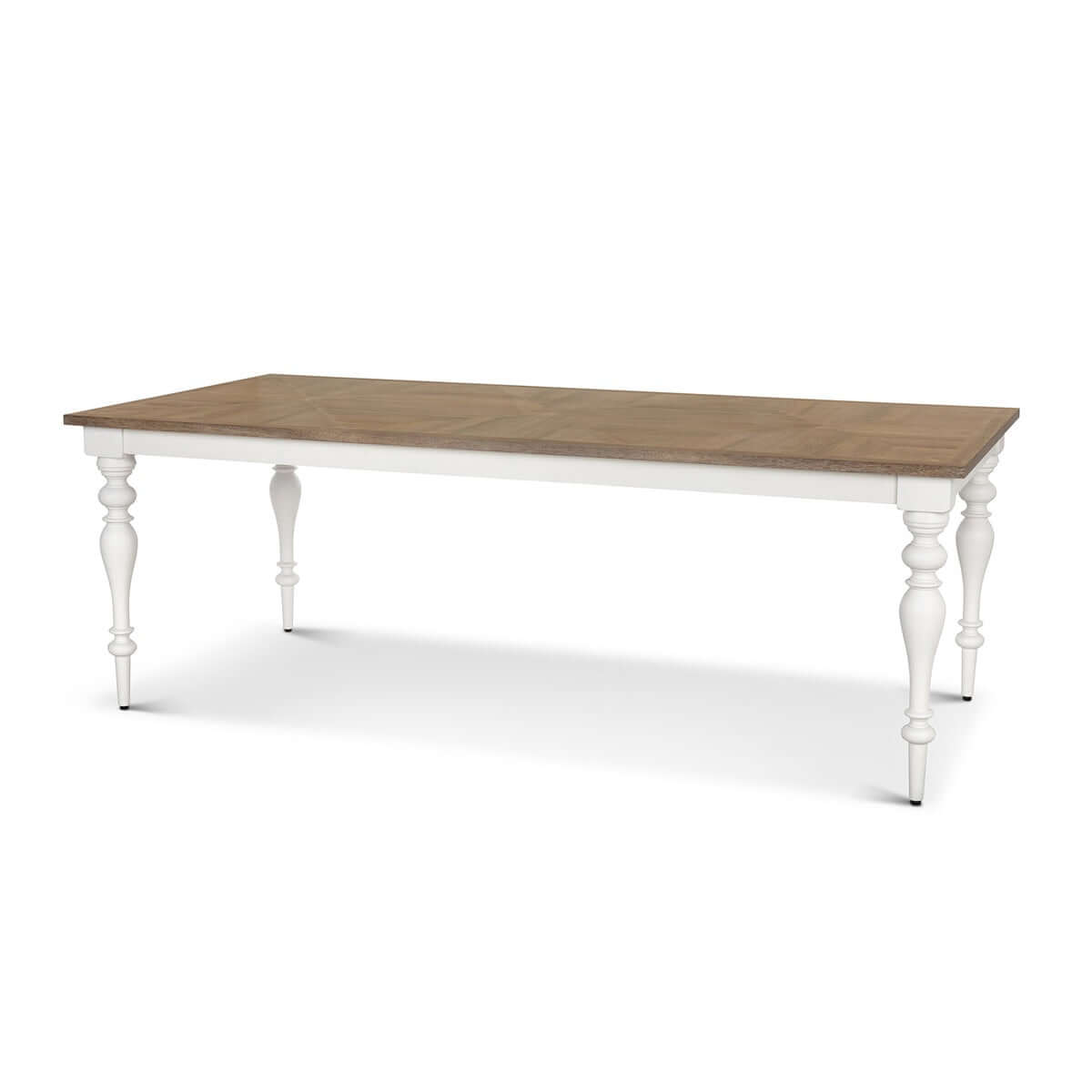 Farmhouse Dining Table with Vintage White Turned Legs