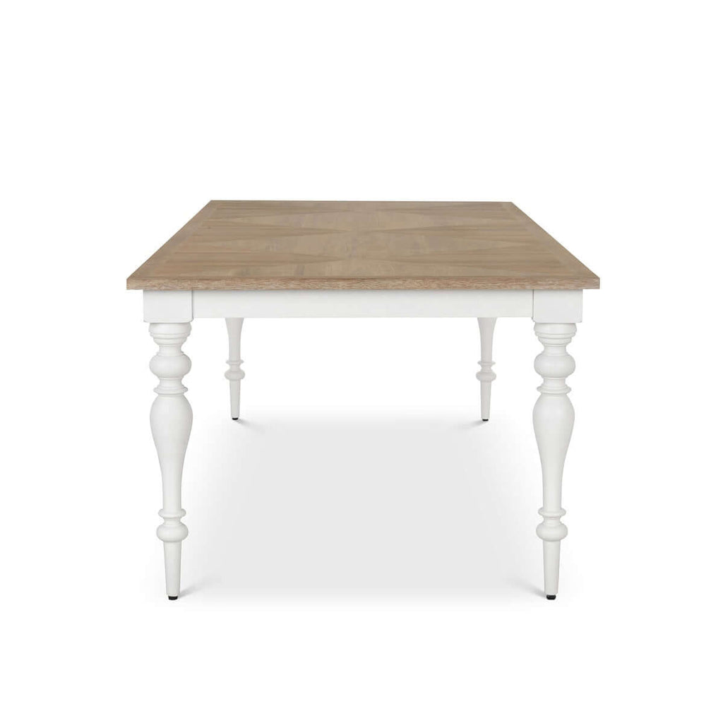 Farmhouse Dining Table with Vintage White Turned Legs