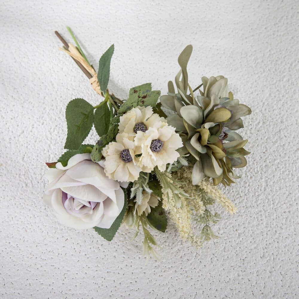 Faux Flower Bouquet with Rose and Garden Blooms
