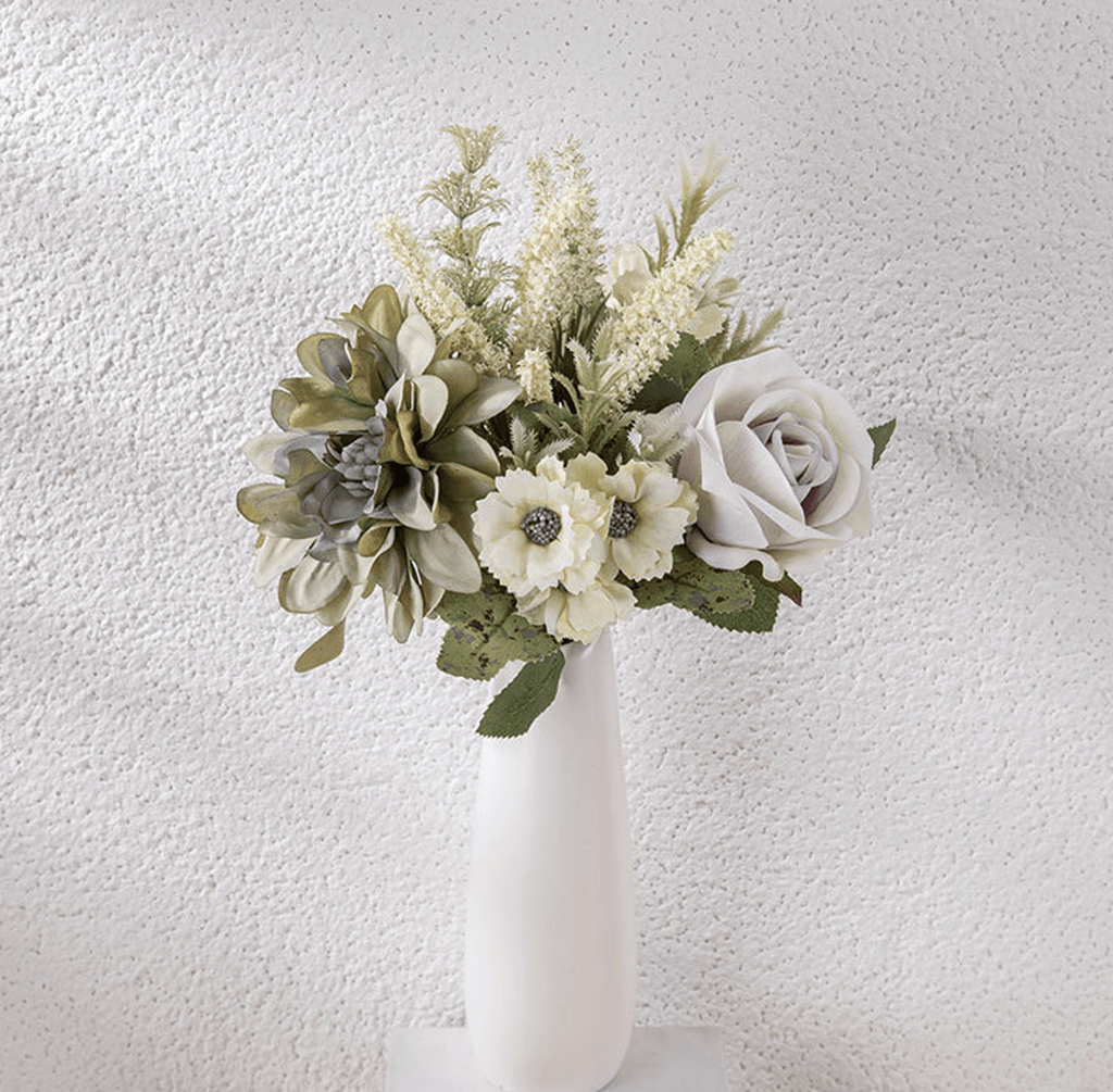 Faux Flower Bouquet with Rose and Garden Blooms