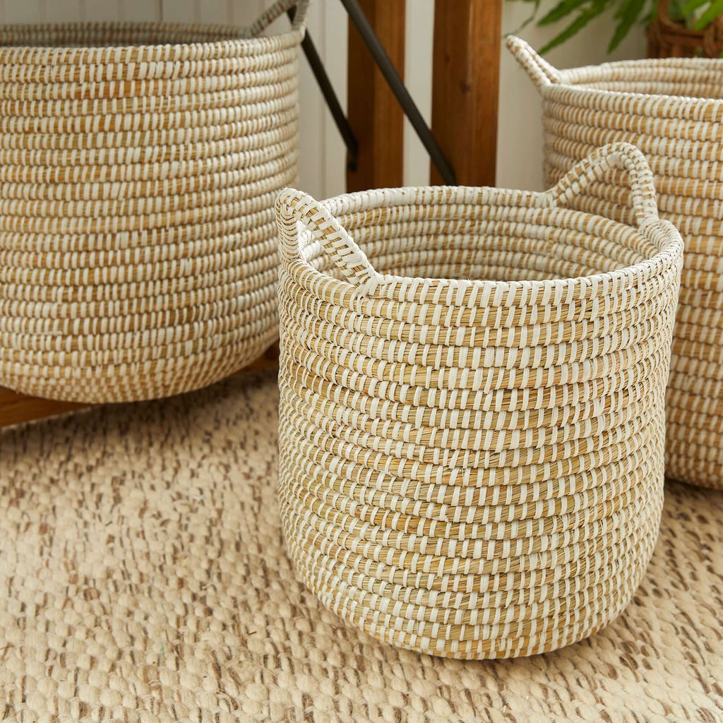 Handwoven Rivergrass Storage Baskets for Coastal Decor (Set of 3)