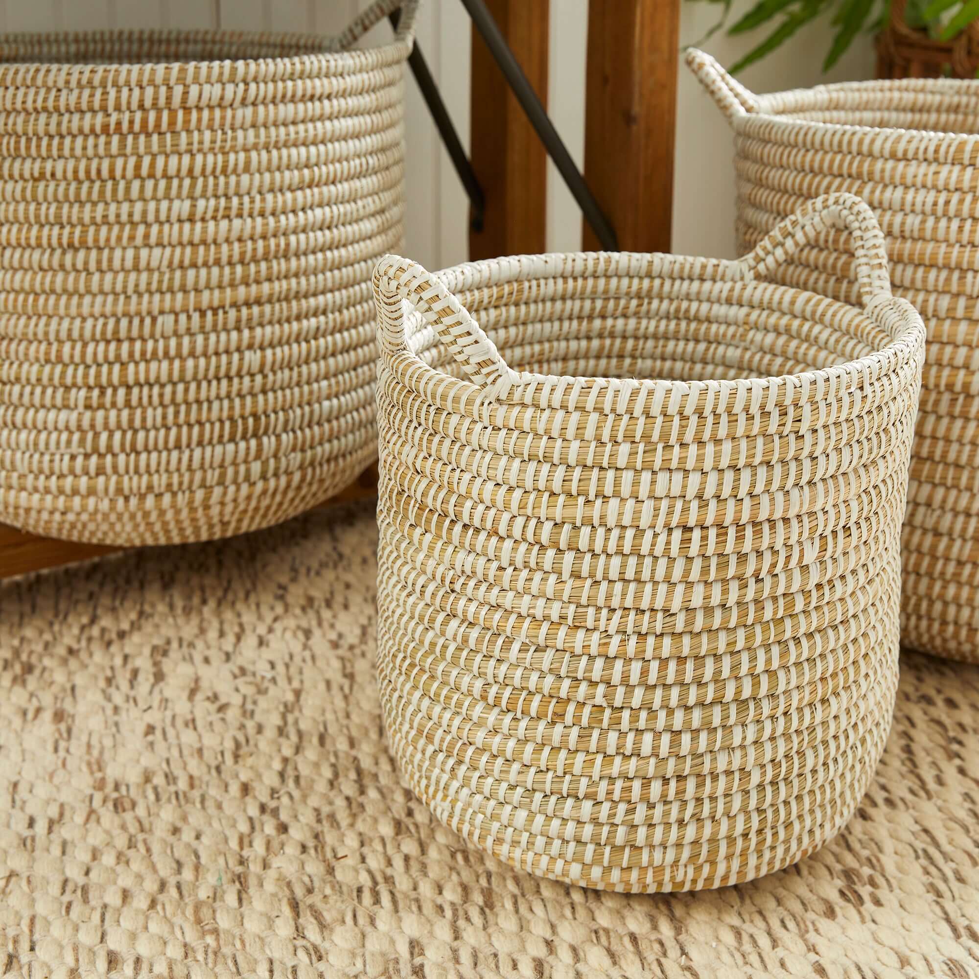 Handwoven Rivergrass Storage Baskets for Coastal Decor (Set of 3)