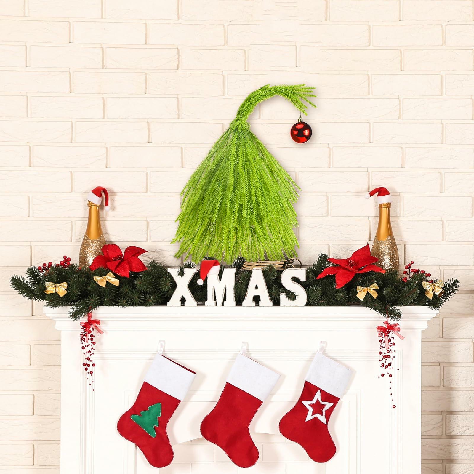 Civaner 18 Inch Lime Green Mini Artificial Christmas Tree with Red Ball